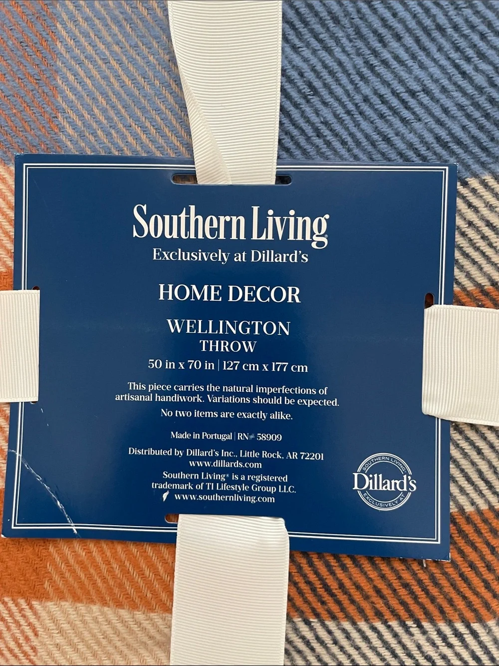 Southern Living 100% Cotton Wellington Throw, NWT